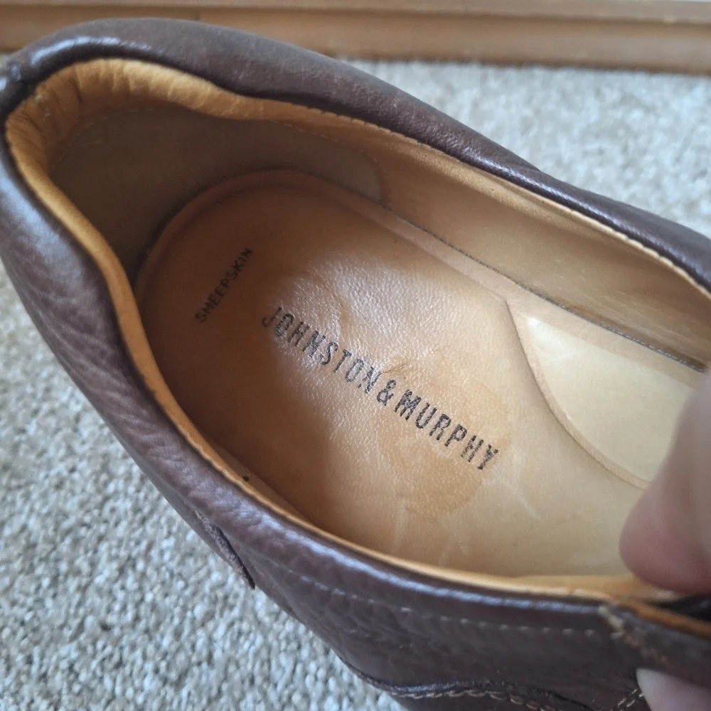 Johnston Murphy Schuler Oxford Brown Leather Lace Up Like New Mens Size 10M